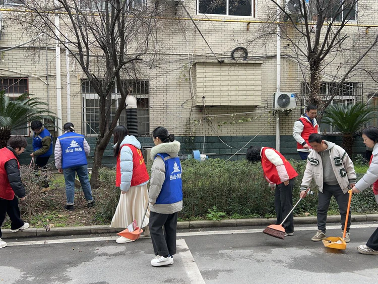 新村街道梅家岭社区与景德镇游泳学校联合开展环境卫生整治主题党日活动