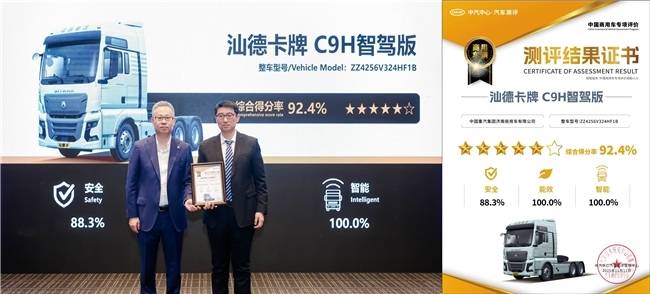 "五星+”评级！中汽测评权威揭榜，中国重汽汕德卡C9H实力破壁