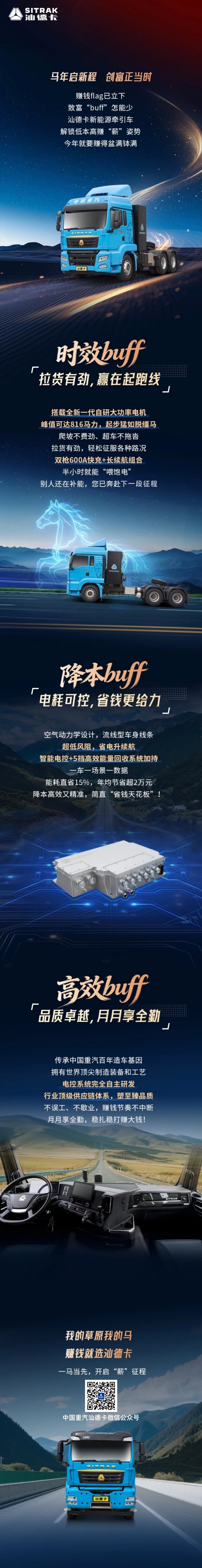 中国重汽汕德卡新能源牵引车:一马当先,开启赚钱“薪”征程!