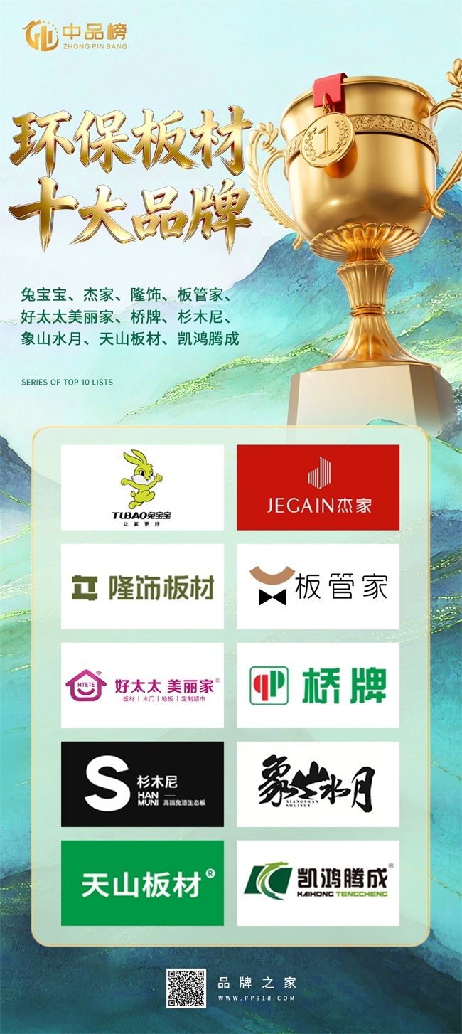 榜样力量|2026 第 12 届中品榜环保板材十大品牌榜单正式揭晓