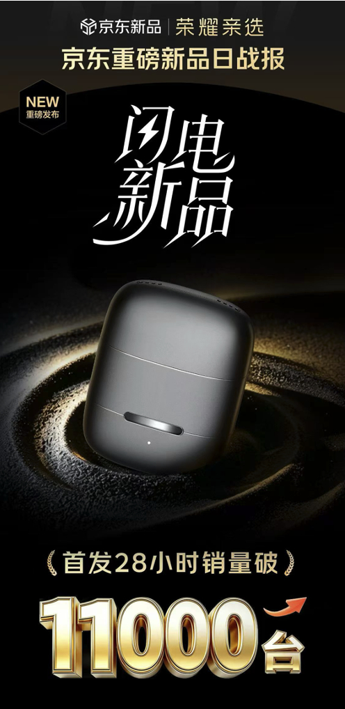京东AI运营助力确定性打新 荣耀剃须刀首发28小时销量破万件