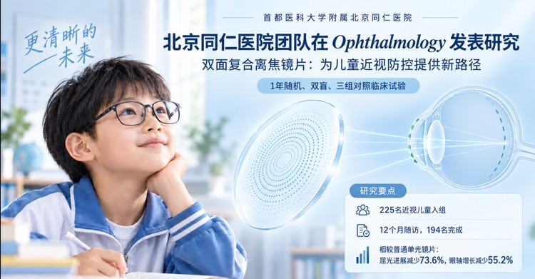 北京同仁医院团队发表研究：双面复合离焦镜片探索儿童近视控制新路径
