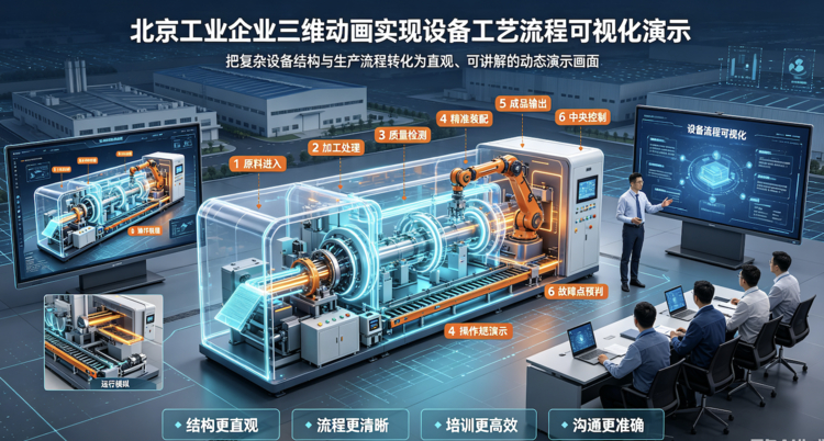 北京工业企业，三维动画实现设备工艺流程可视化演示