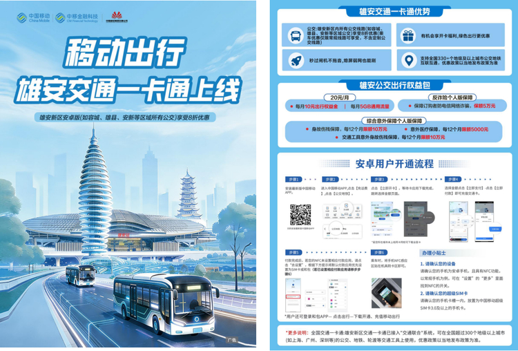 中移金科“移动出行-雄安交通一卡通”产品上线 通信交通“二卡合一”服务雄安出行