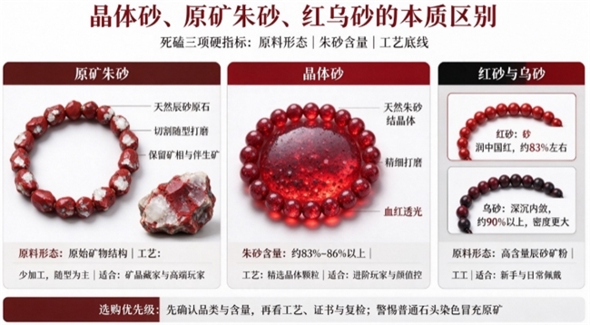 朱砂手串怎么挑？新手选什么紫金砂？晶体砂还是原矿朱砂？2026朱砂手串避坑指南